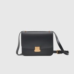 New! Quince | Italian Leather Box Shoulder Bag | Black